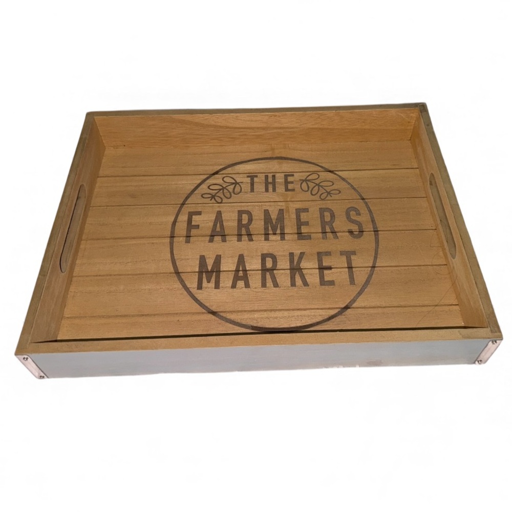 Rustic The Farmers Market Serving Wooden Tray
